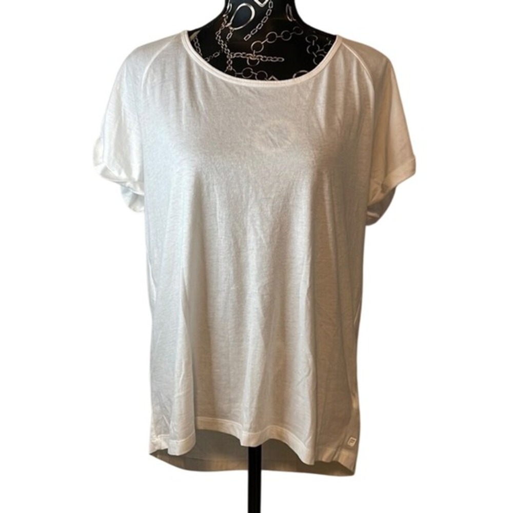 Fabletics White Short Sleeve Relaxed Fit Activewear Casual T-Shirt Top